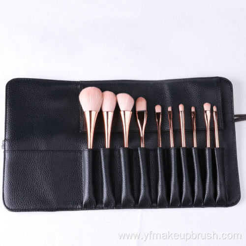 Rose Gold Custom Vegan Makeup Brush Set 10pcs